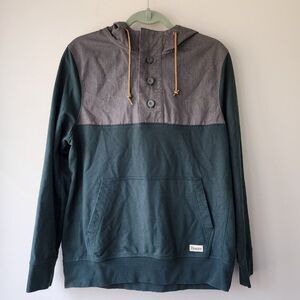 Dravus Mens Gray Green Long Sleeve 1/4 Button Casual Pullover Hoodie Size Med